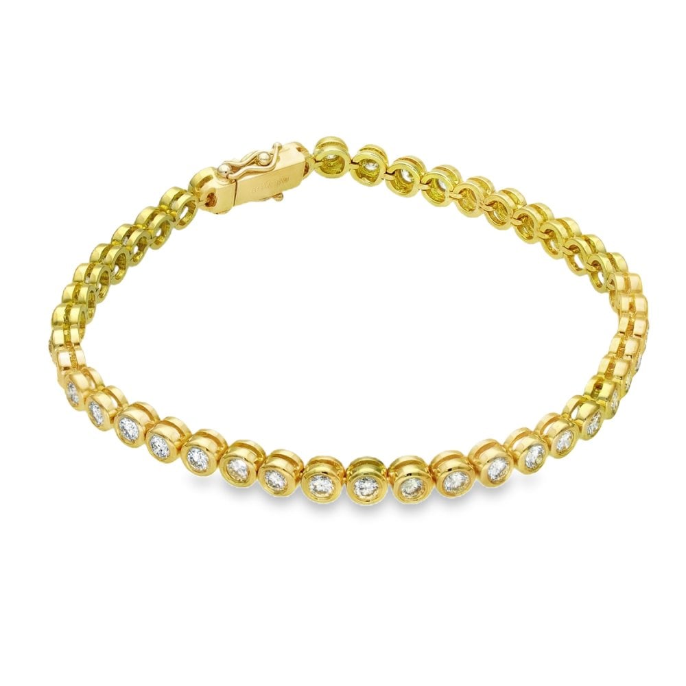 18ct Yellow Gold Diamond Tennis Bracelet - 7" - 3.00ct