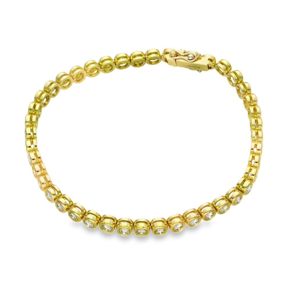 18ct Yellow Gold Diamond Tennis Bracelet - 7" - 3.00ct