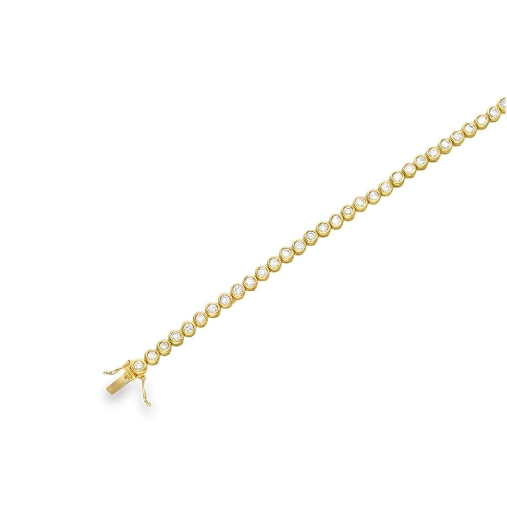 18ct Yellow Gold Diamond Tennis Bracelet - 7" - 3.00ct