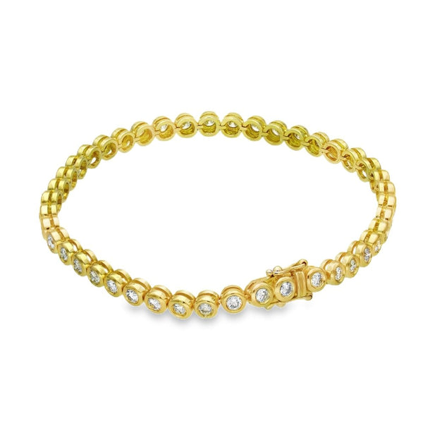 18ct Yellow Gold Diamond Tennis Bracelet - 7" - 3.00ct