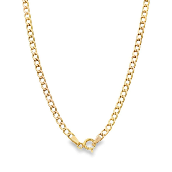 9ct Yellow Gold Curb Chain & T-bar Pendant - 19" - 5.4g