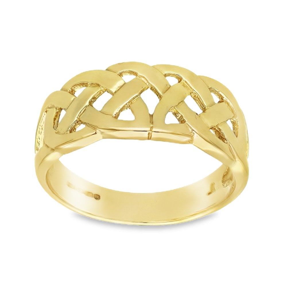 9ct Yellow Gold Open Celtic Band - Size T - 10mm