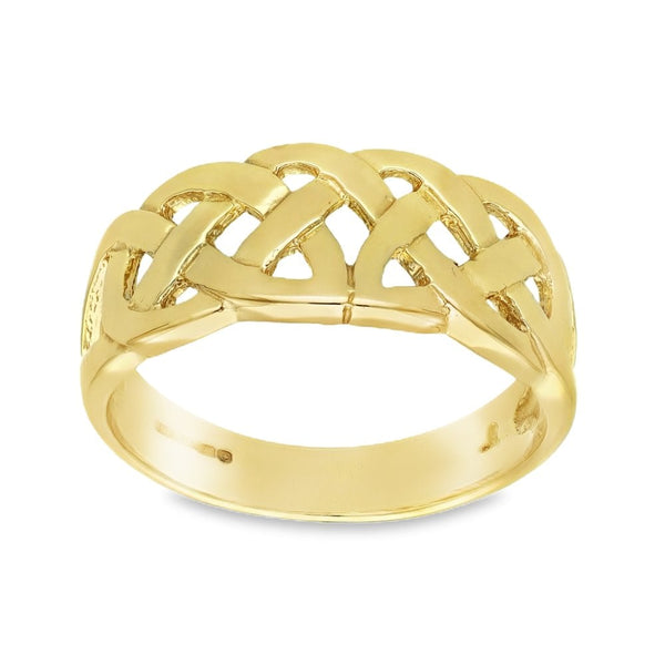 9ct Yellow Gold Open Celtic Band - Size T - 10mm