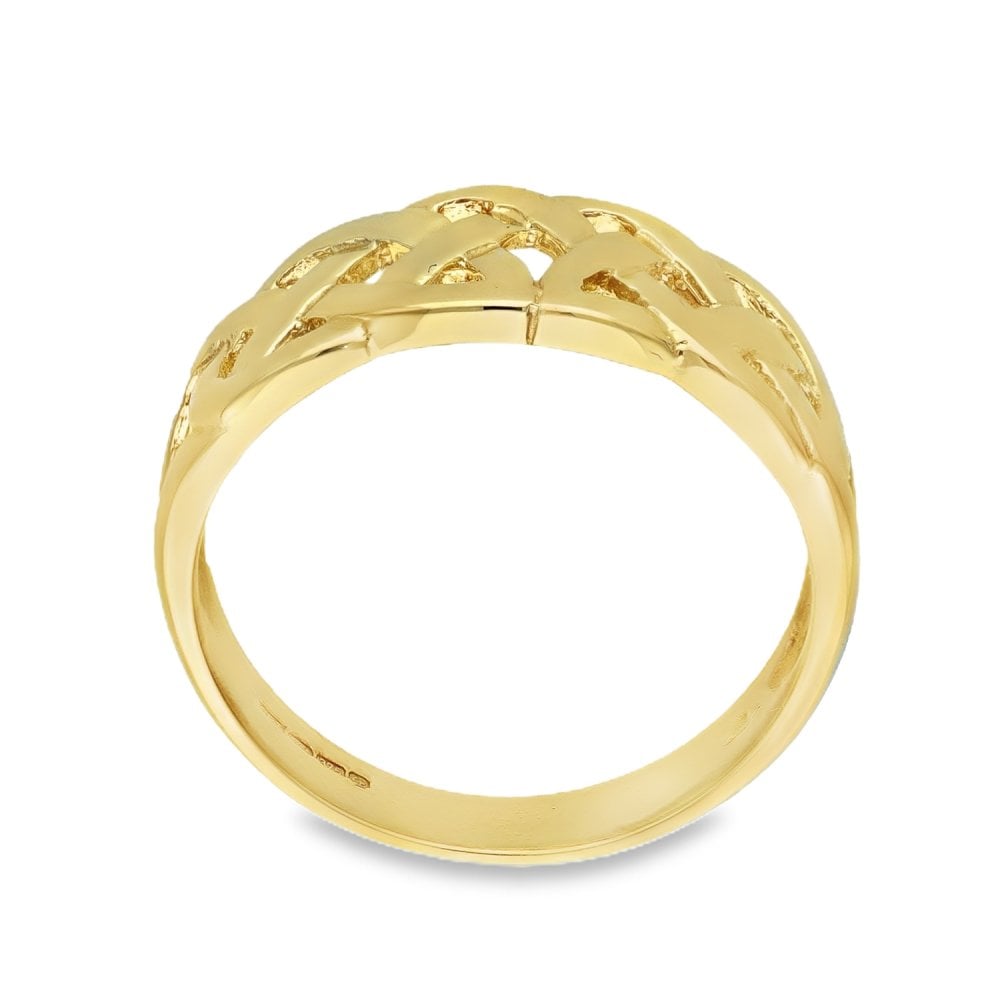 9ct Yellow Gold Open Celtic Band - Size T - 10mm