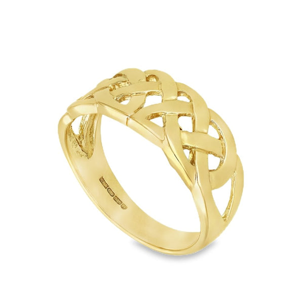 9ct Yellow Gold Open Celtic Band - Size T - 10mm