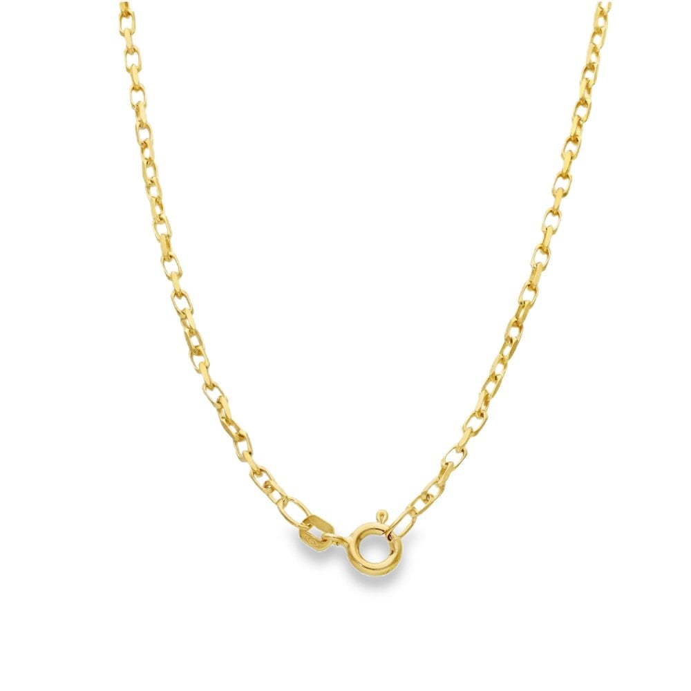 9ct Yellow Gold Feather Engraved Locket & Belcher Chain - 20"