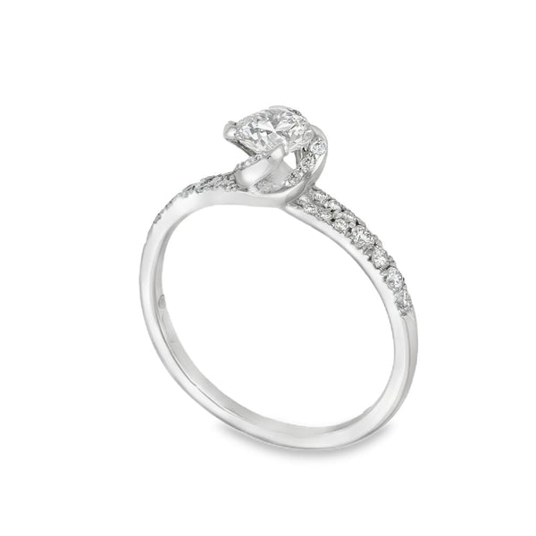 18ct White Gold Diamond Engagement Ring - Size N - 0.75ct