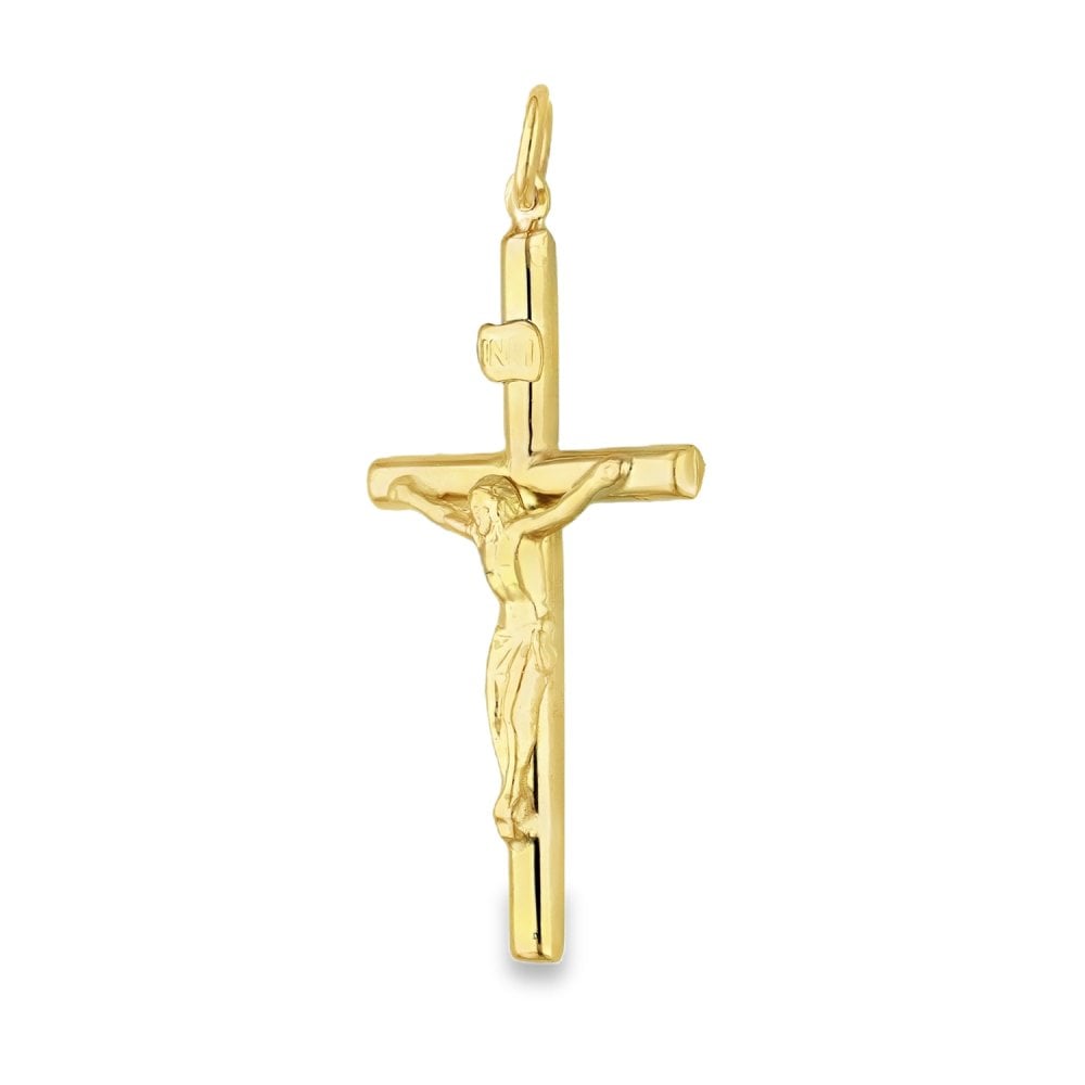 9ct Yellow Gold Crucifix Pendant - 21x37x2mm - 1.3g