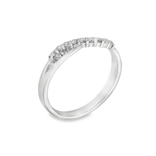 9ct White Gold Diamond Half-Eternity Wave Ring - Size L½ -0.10ct