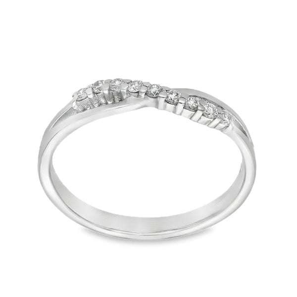 9ct White Gold Diamond Half-Eternity Wave Ring - Size L½ -0.10ct