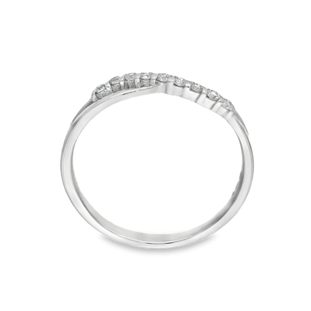 9ct White Gold Diamond Half-Eternity Wave Ring - Size L½ -0.10ct