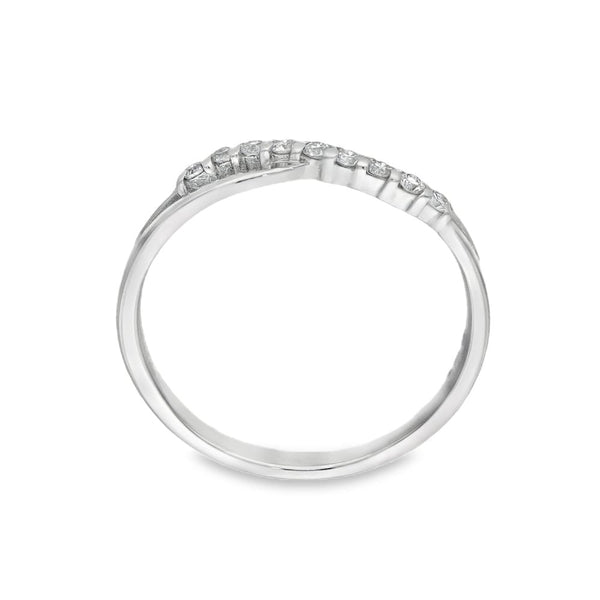 9ct White Gold Diamond Half-Eternity Wave Ring - Size L½ -0.10ct