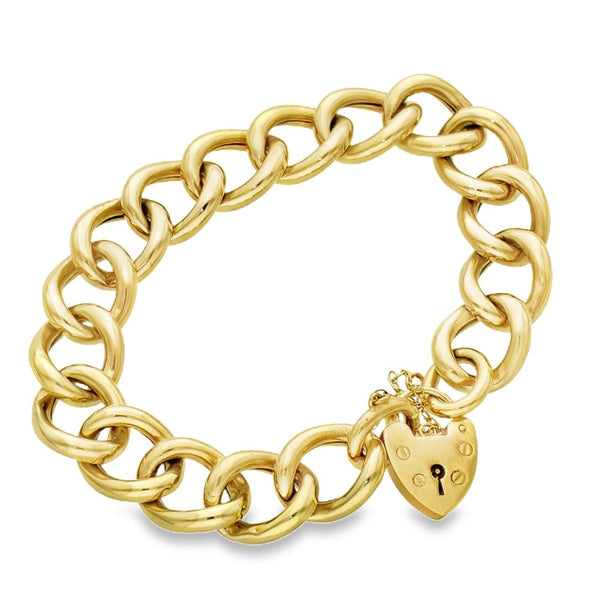 9ct Yellow Gold Hollow Curb Bracelet - 8" - 27.7g