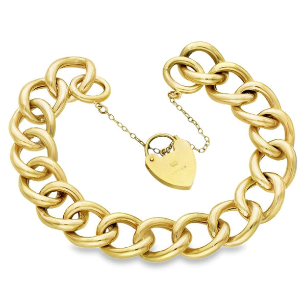 9ct Yellow Gold Hollow Curb Bracelet - 8" - 27.7g