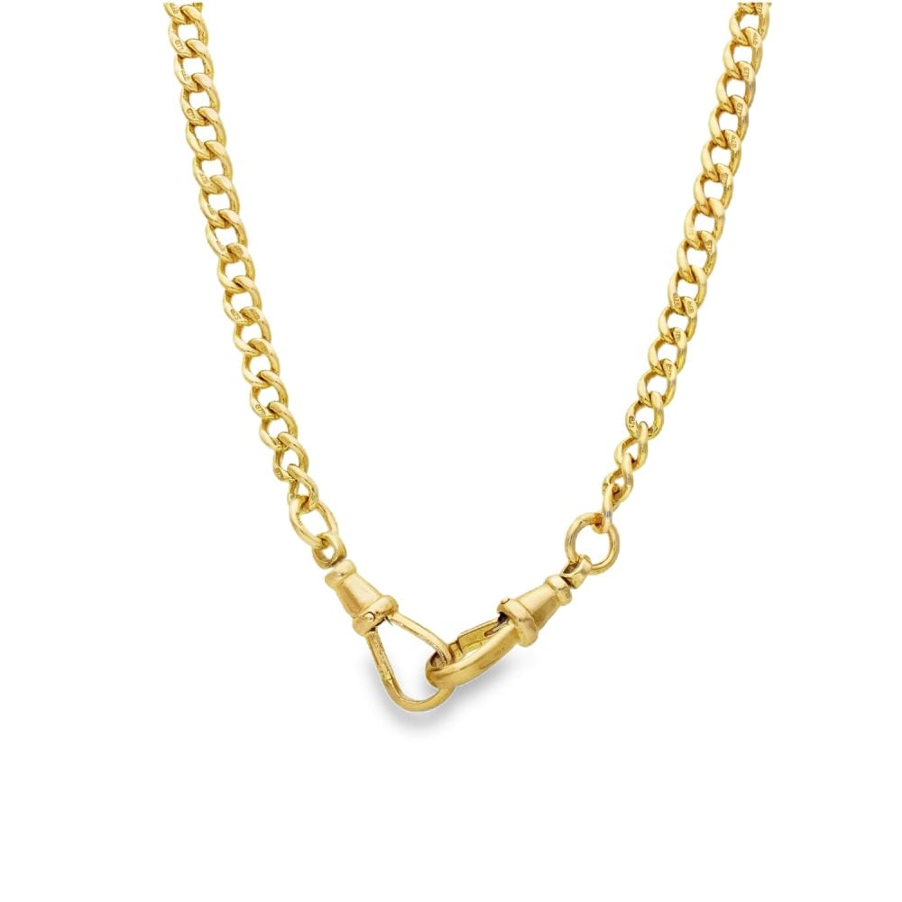 9ct Yellow Gold Albert Chain & T-Bar Pendant - 18" - 35.1g