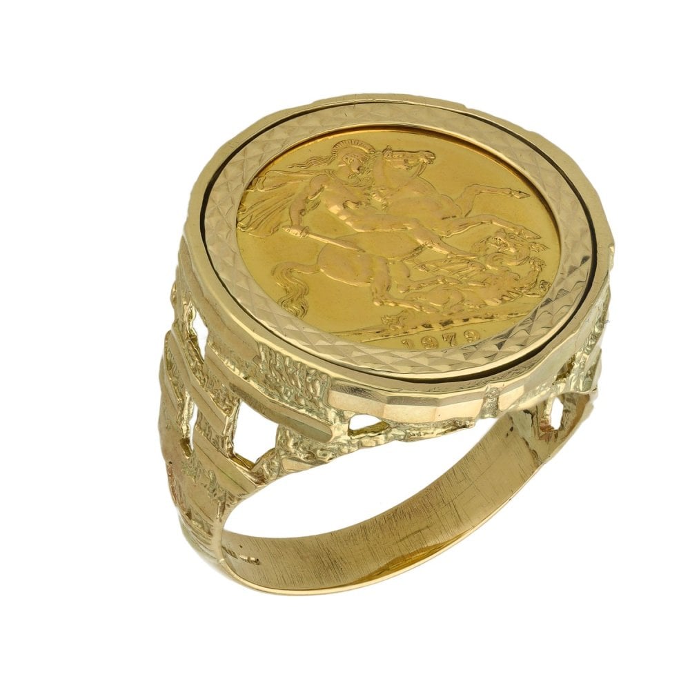 1979 Yellow Gold Full Sovereign Coin Ring - Size Z+2 - 17.6g