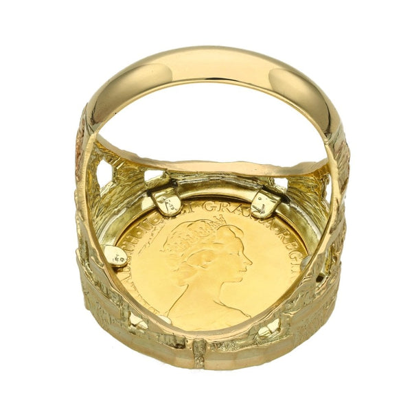 1979 Yellow Gold Full Sovereign Coin Ring - Size Z+2 - 17.6g
