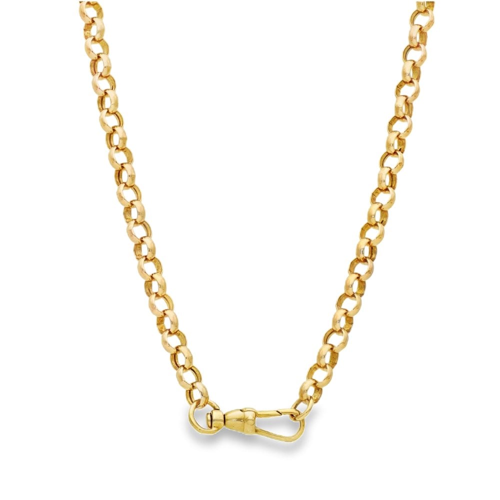 9ct Yellow Gold Hollow Belcher Chain & T-Bar Pendant - 18" -6.5g