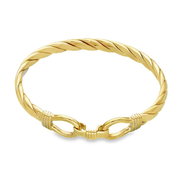 9ct Yellow Gold Twist Catch Bangle - 18cm - 40.3g
