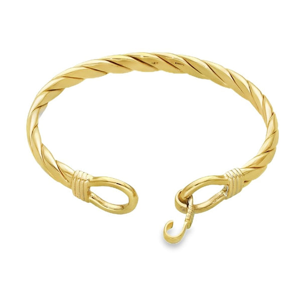 9ct Yellow Gold Twist Catch Bangle - 18cm - 40.3g