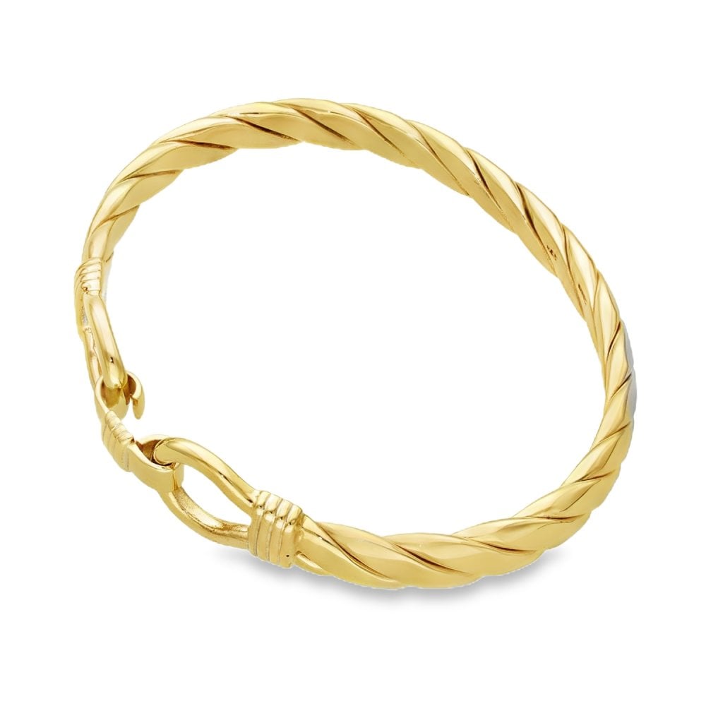 9ct Yellow Gold Twist Catch Bangle - 18cm - 40.3g