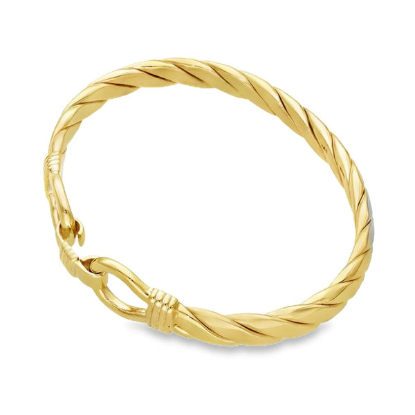 9ct Yellow Gold Twist Catch Bangle - 18cm - 40.3g