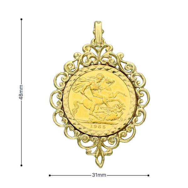 1965 Yellow Gold Full Sovereign Coin Pendant - 31x48mm - 13.0g