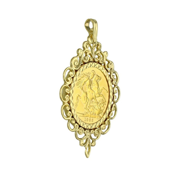 1965 Yellow Gold Full Sovereign Coin Pendant - 31x48mm - 13.0g