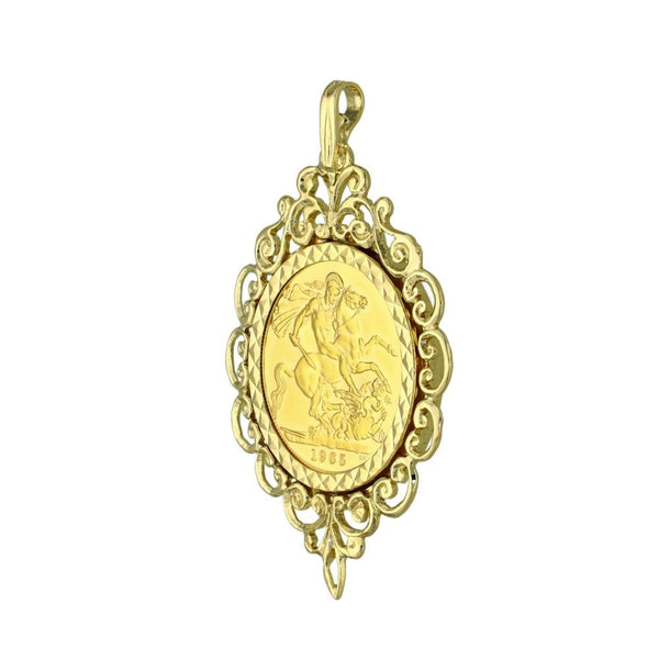 1965 Yellow Gold Full Sovereign Coin Pendant - 31x48mm - 13.0g