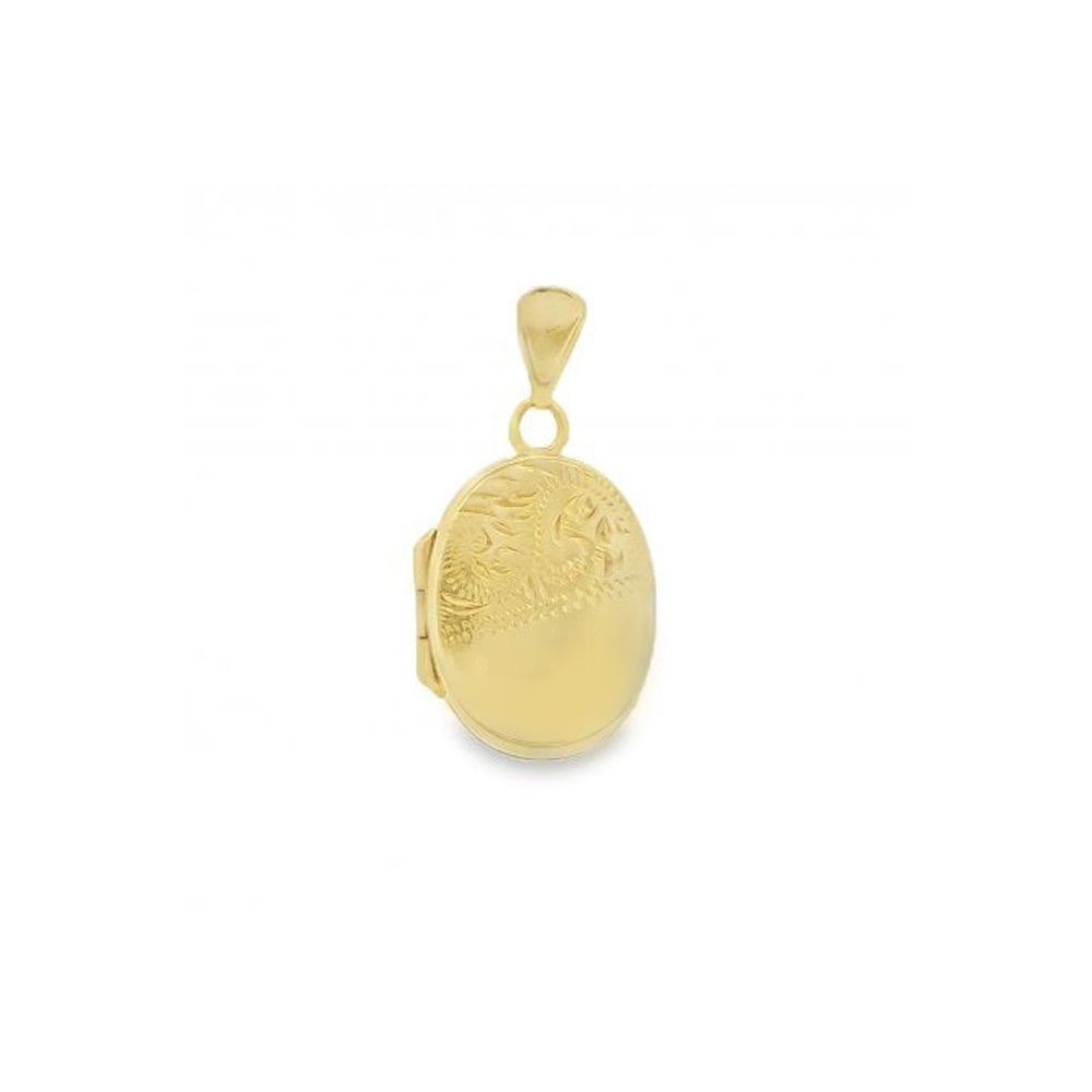 9ct Yellow Gold Half-Engraved Locket - 13x16x3mm - 2.6g