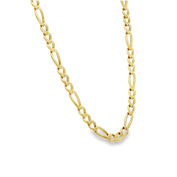 9ct Yellow Gold Figaro Chain - 22" - 20.3g