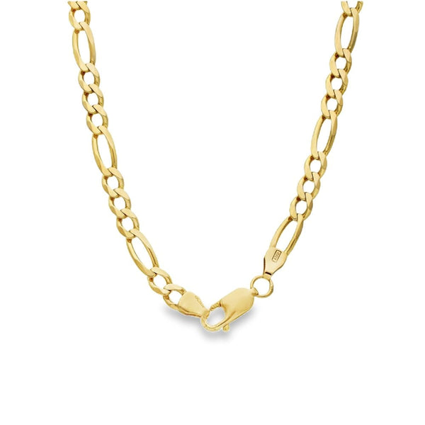 9ct Yellow Gold Figaro Chain - 22" - 20.3g