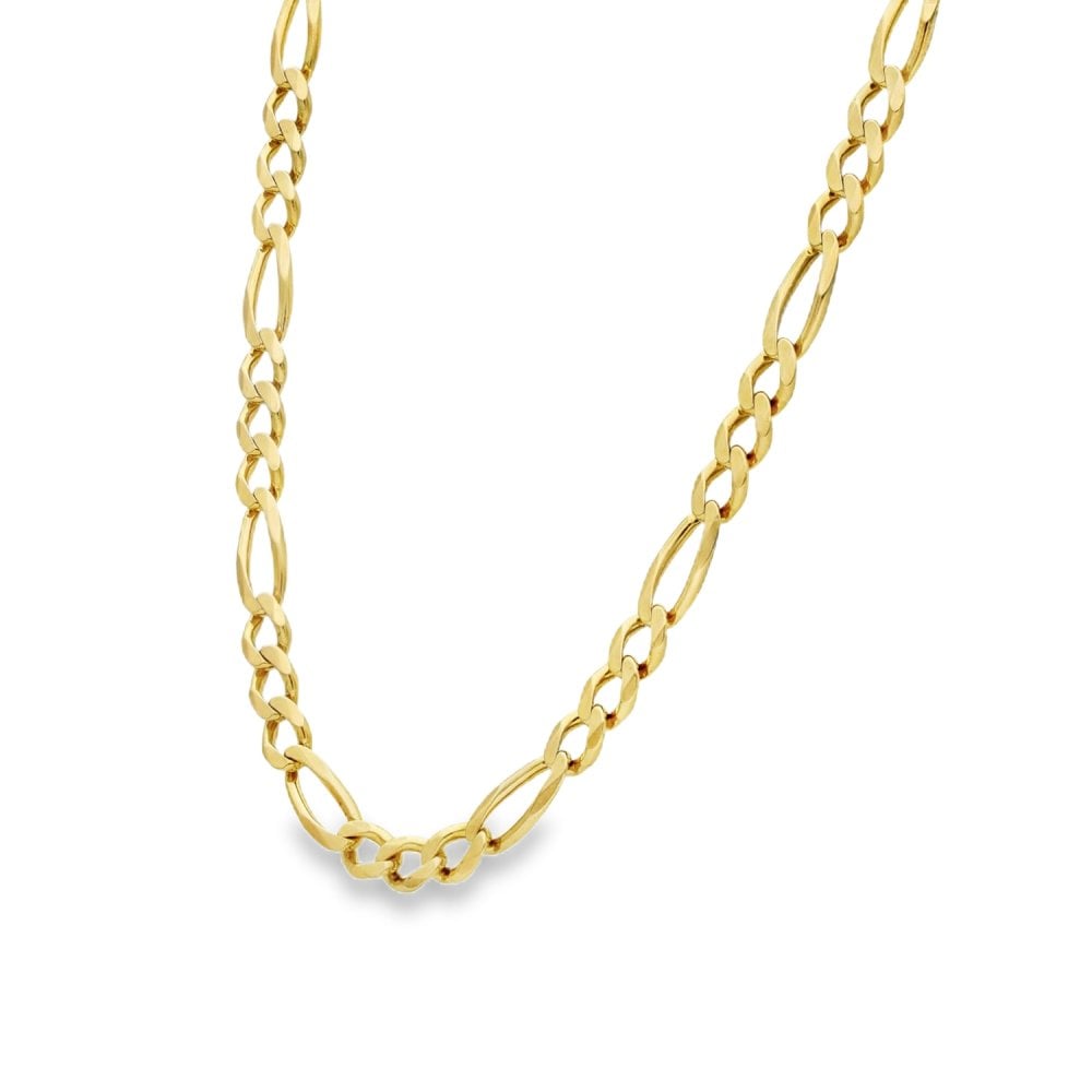 9ct Yellow Gold Figaro Chain - 22" - 20.3g
