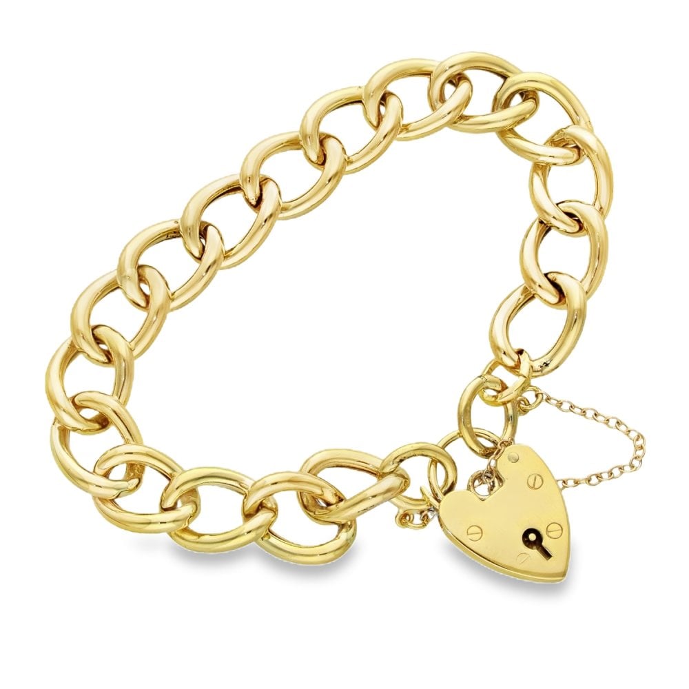 9ct Yellow Gold Hollow Open Curb Bracelet - 7" - 17.4g