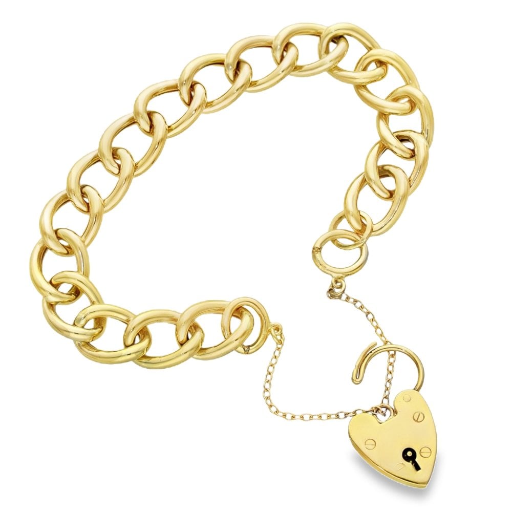 9ct Yellow Gold Hollow Open Curb Bracelet - 7" - 17.4g