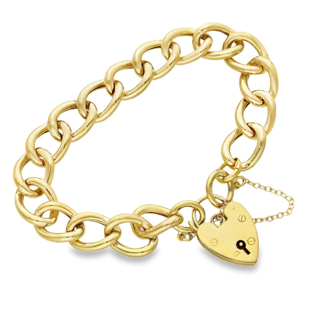 9ct Yellow Gold Hollow Open Curb Bracelet - 7" - 17.4g