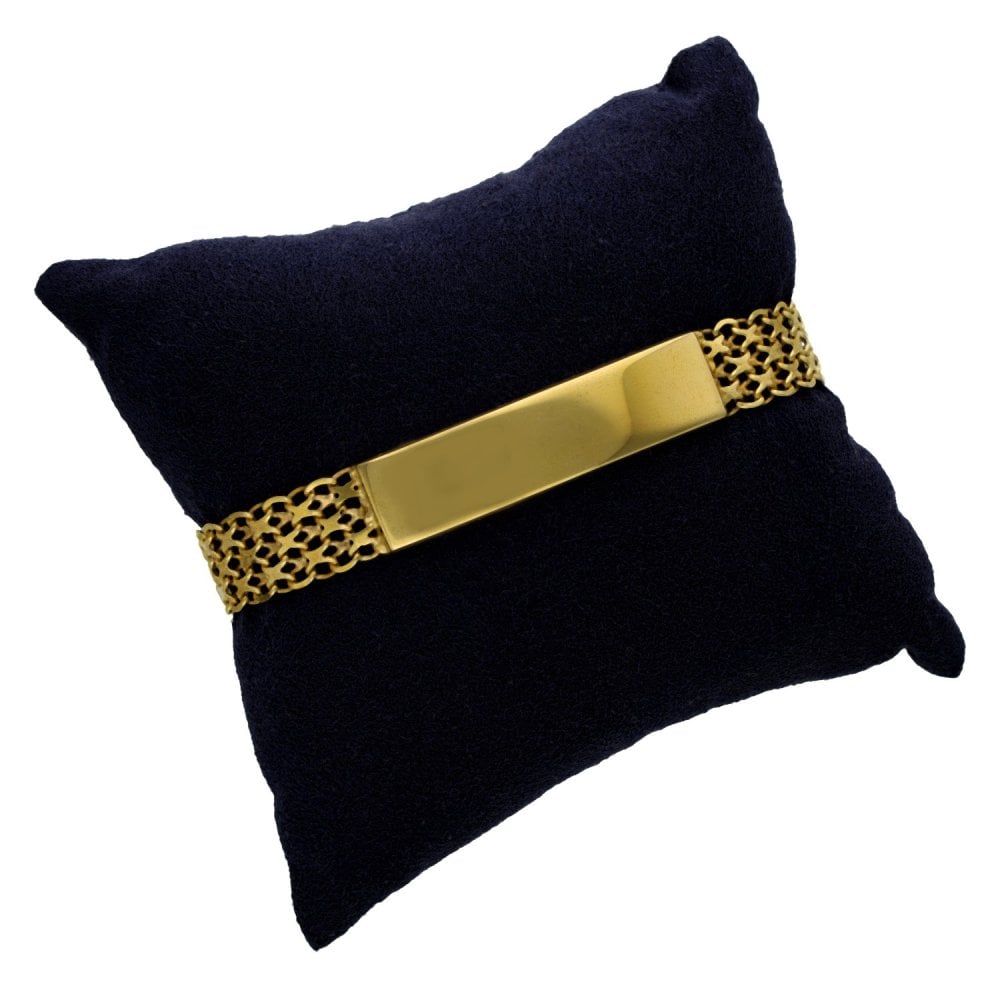 9ct Yellow Gold Mesh-Link Identity Bracelet - 8.5" - 32.2g