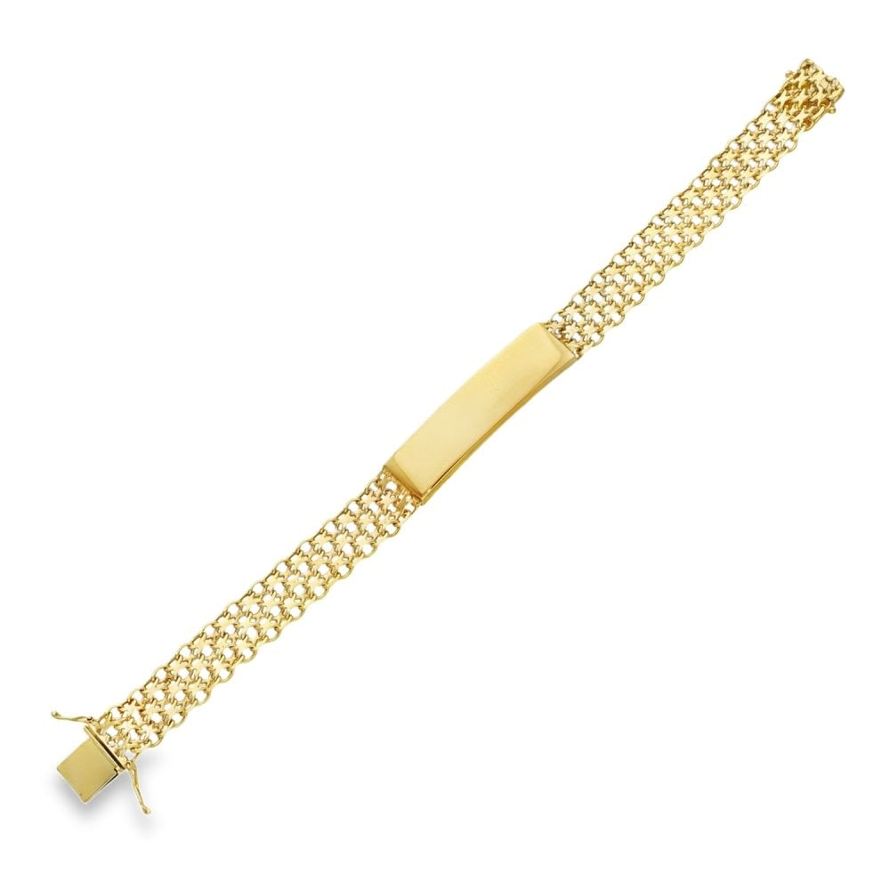 9ct Yellow Gold Mesh-Link Identity Bracelet - 8.5" - 32.2g