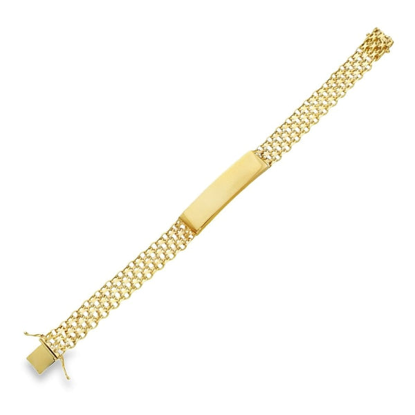 9ct Yellow Gold Mesh-Link Identity Bracelet - 8.5" - 32.2g