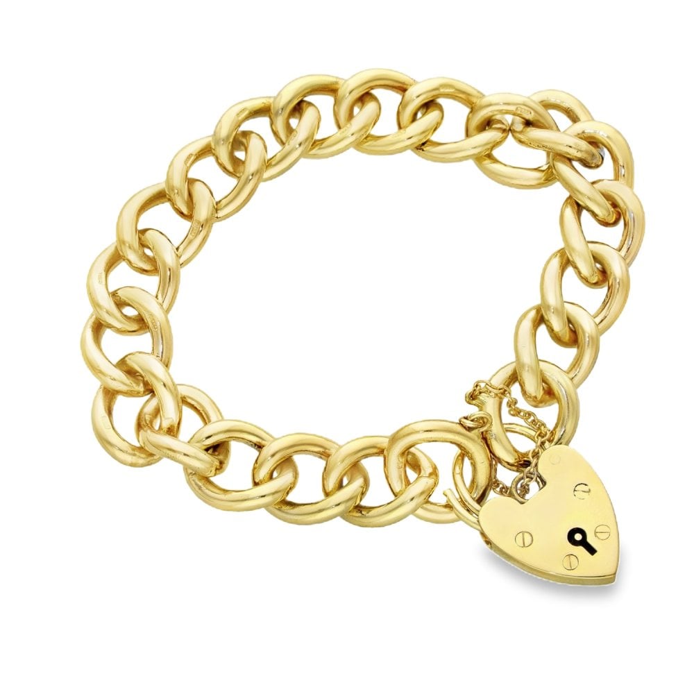 9ct Yellow Gold Open Curb Bracelet - 8" - 60.6g