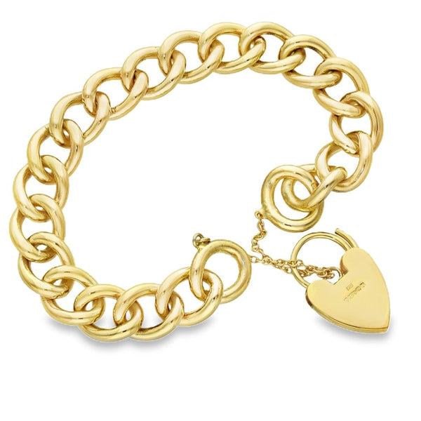 9ct Yellow Gold Open Curb Bracelet - 8" - 60.6g
