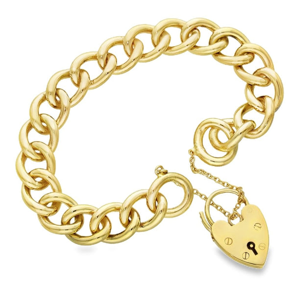 9ct Yellow Gold Open Curb Bracelet - 8" - 60.6g