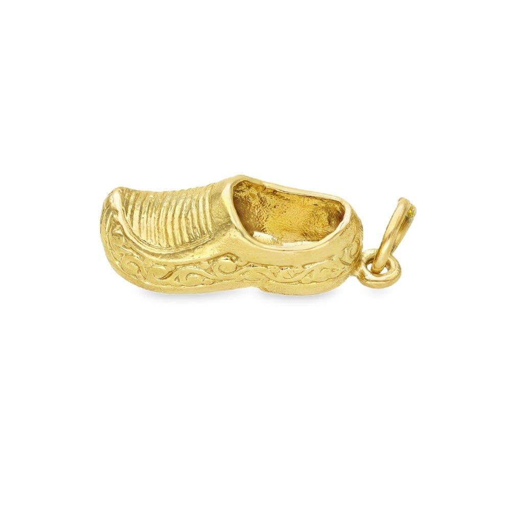 9ct Yellow Gold Solid Engraved Shoe Charm - 23x9x8mm - 4.3g