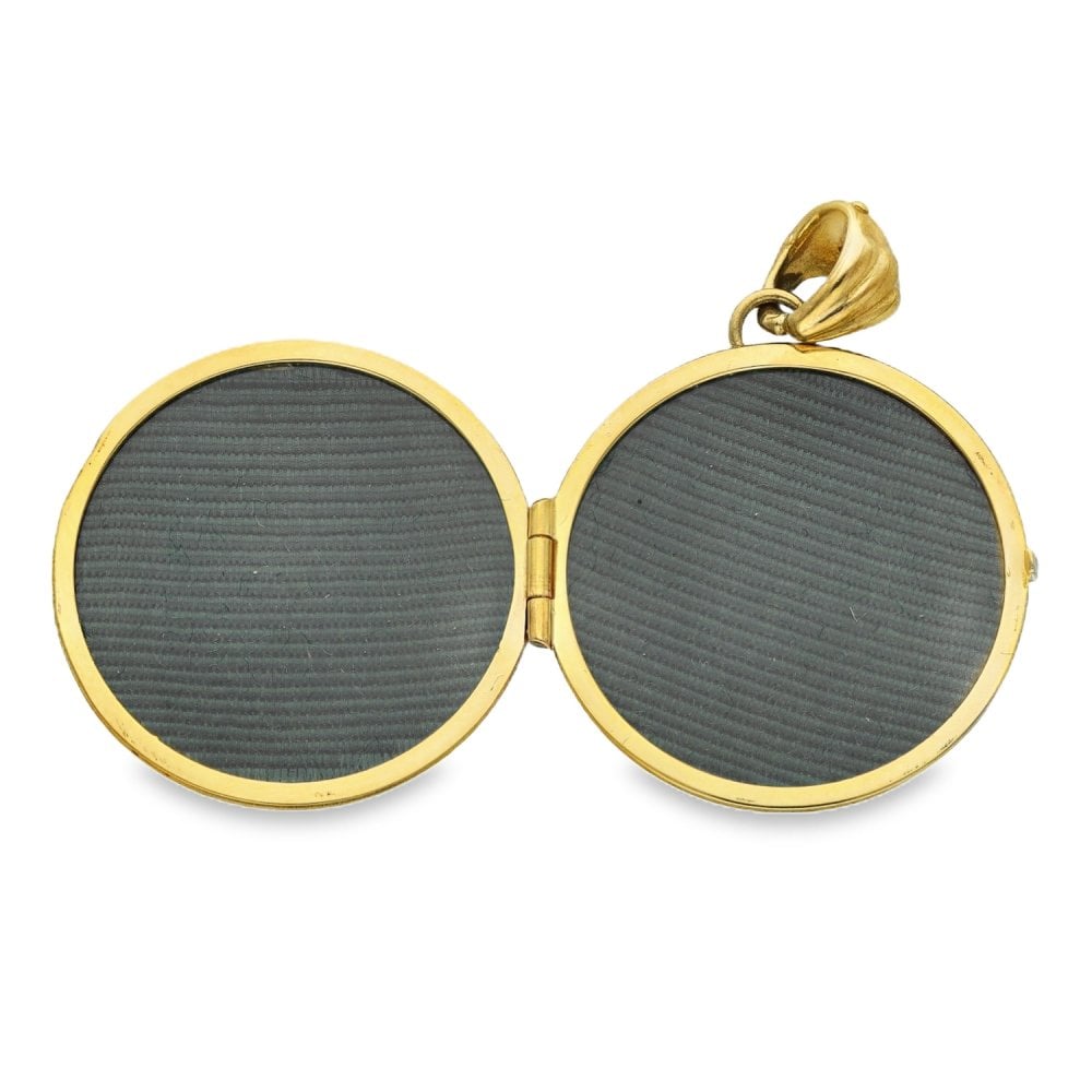 9ct Yellow Gold Round Patterned Locket - 28x26x9mm - 7.5g