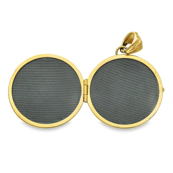 9ct Yellow Gold Round Patterned Locket - 28x26x9mm - 7.5g