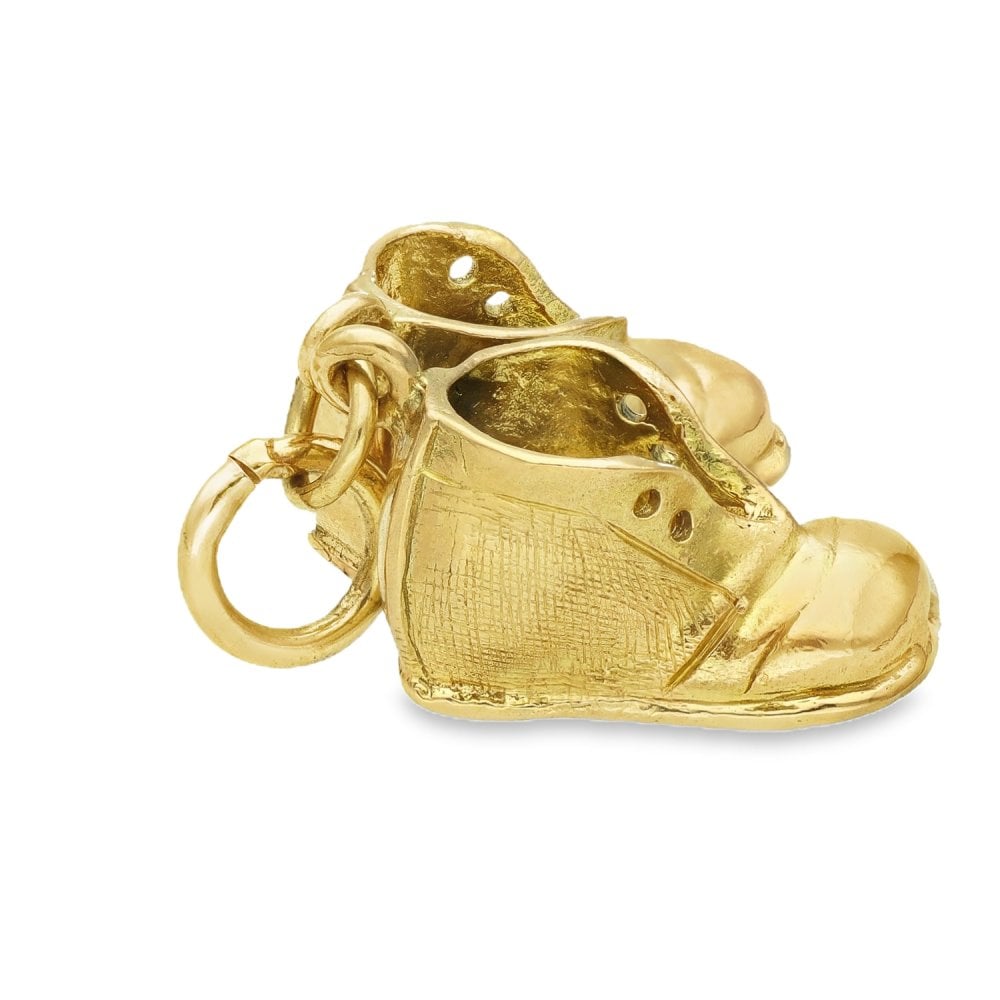 9ct Yellow Gold Work Boots Charm - 18x29x13mm - 7.6g