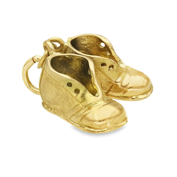 9ct Yellow Gold Work Boots Charm - 18x29x13mm - 7.6g