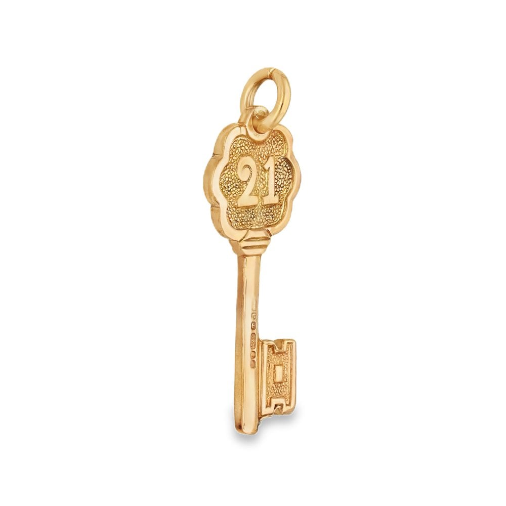 9ct Rose Gold 21st Key Pendant - 11x26x1.5mm - 1.9g