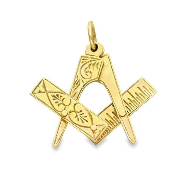 9ct Yellow Gold Masonic Pendant - 22x26x4mm - 2.7g