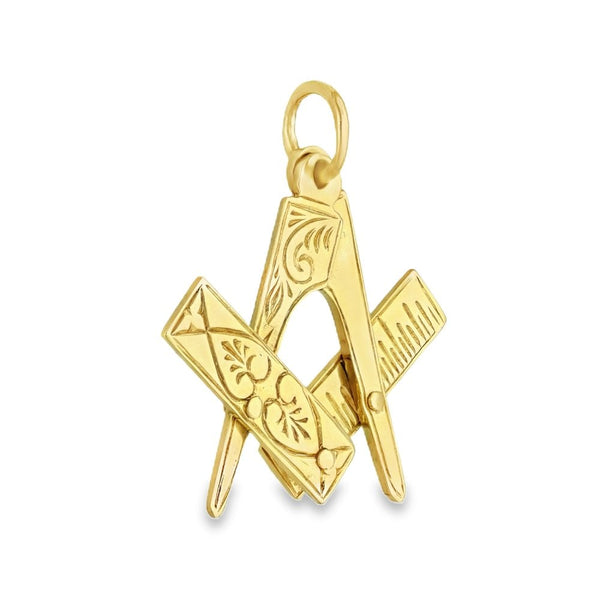 9ct Yellow Gold Masonic Pendant - 22x26x4mm - 2.7g